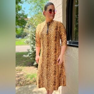Leopard Print Long Sleeve Dress